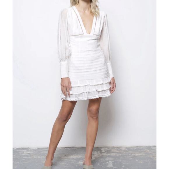 AMYLYNN White Romantic Ruffle Mini Dress M Long Sleeve Cottagecore NWT - Picture 9 of 10